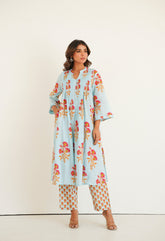 Blue floral Printed Kurta with Bottom - Tara - C - Tara