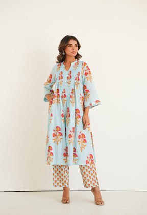 Blue floral Printed Kurta with Bottom - Tara - C - Tara