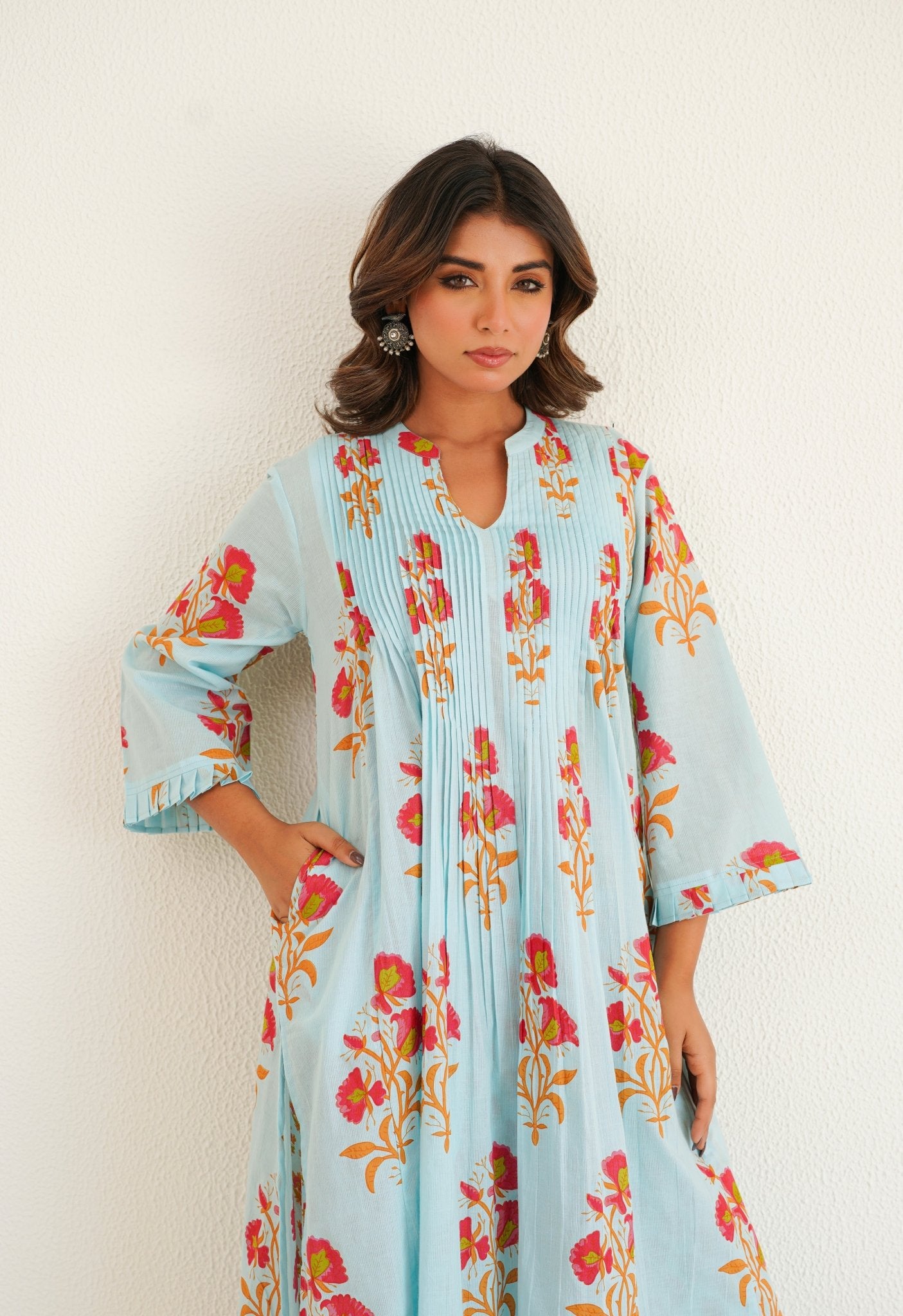 Blue floral Printed Kurta with Bottom - Tara - C - Tara