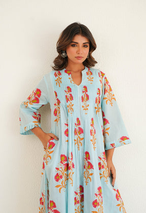 Blue floral Printed Kurta with Bottom - Tara - C - Tara