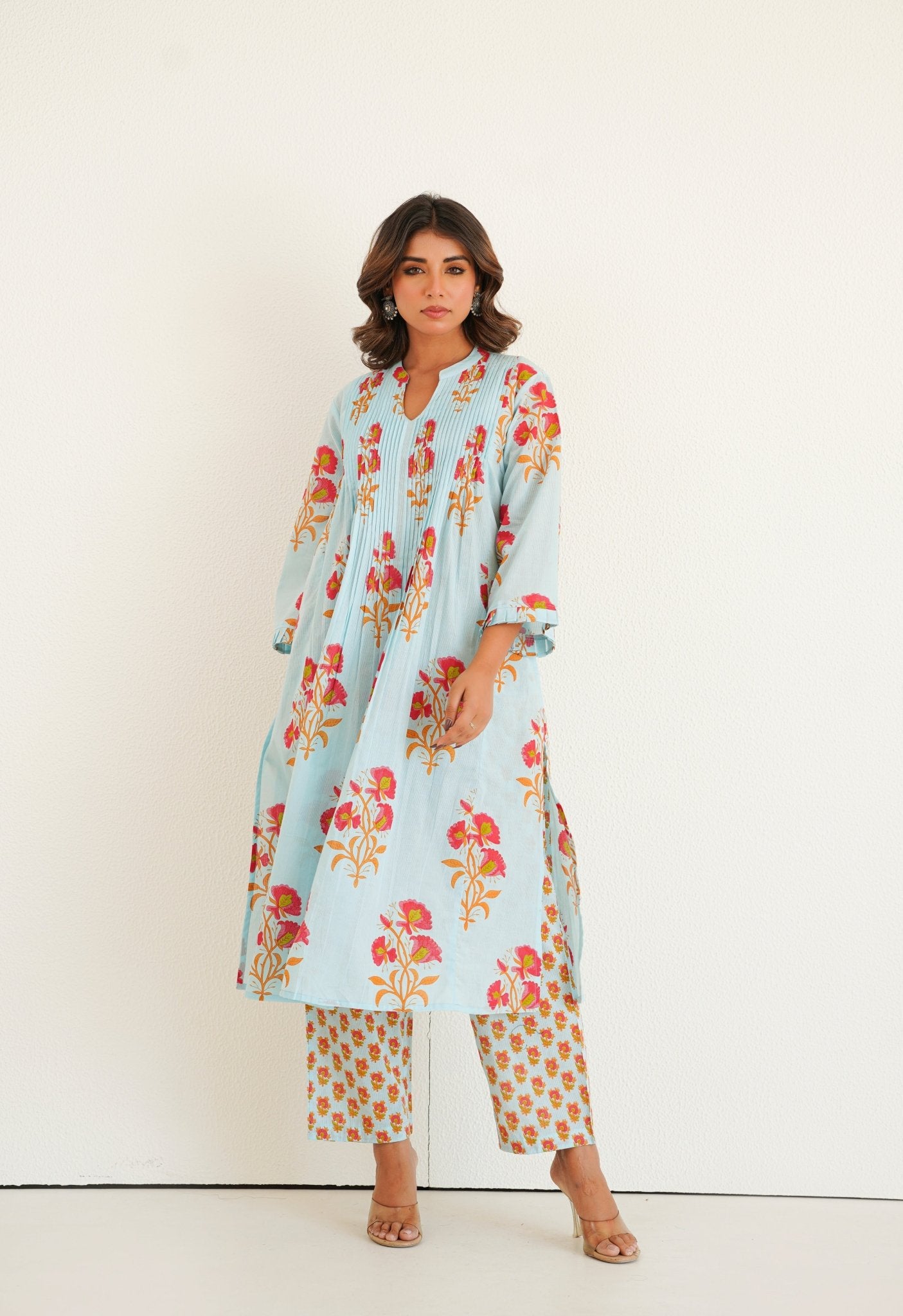 Blue floral Printed Kurta with Bottom - Tara - C - Tara