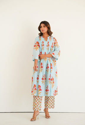 Blue floral Printed Kurta with Bottom - Tara - C - Tara