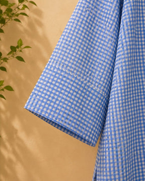 Blue Gingham Check Cotton Kurta - Tara-C-Tara