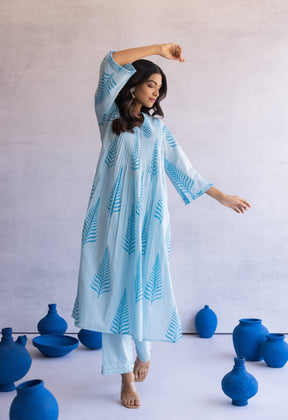 Blue Hand Block Printed Coord set - Tara - C - Tara