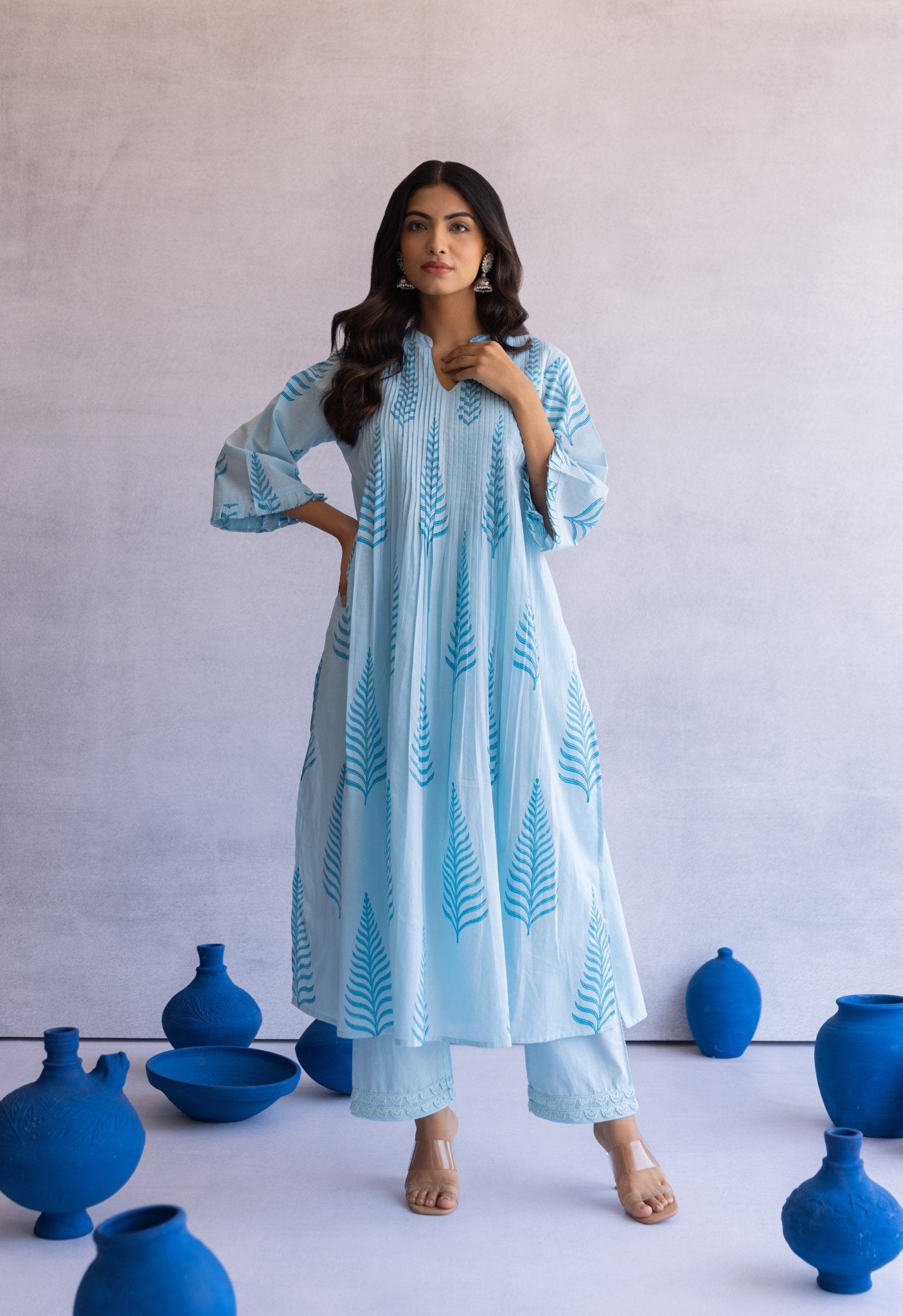 Blue Hand Block Printed Coord set - Tara - C - Tara