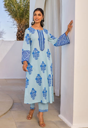 Blue Hand Block Printed Coord Set - Tara - C - Tara