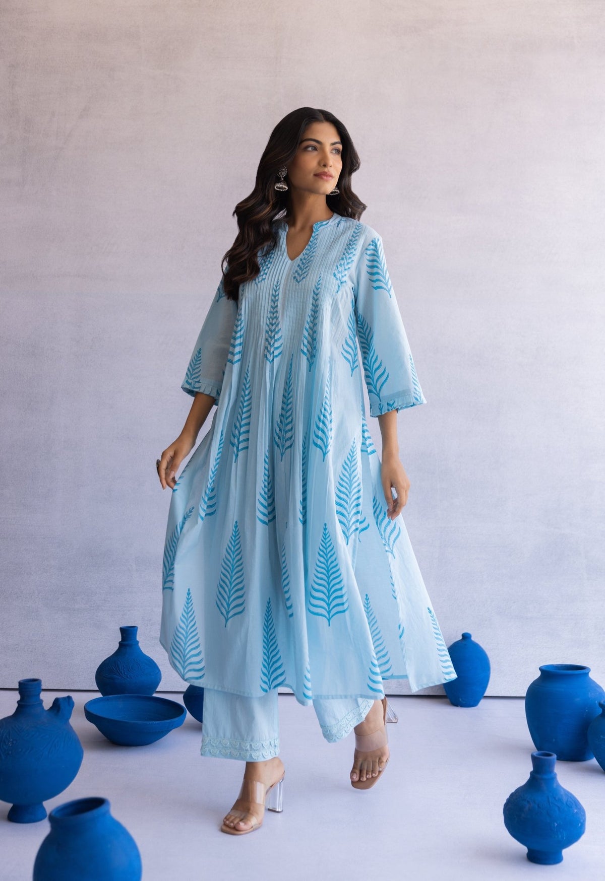 Blue Hand Block Printed Coord set - Tara - C - Tara