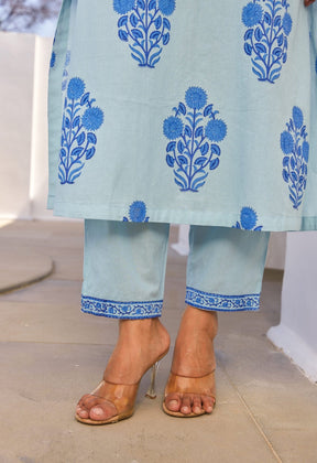 Blue Hand Block Printed Coord Set - Tara - C - Tara