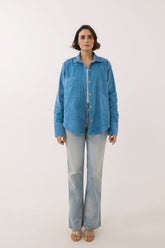Blue Oversized Corduroy Shirt - Tara - C - Tara