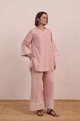 Blush Pink Embroidered Co - ord Set - Tara - C - Tara