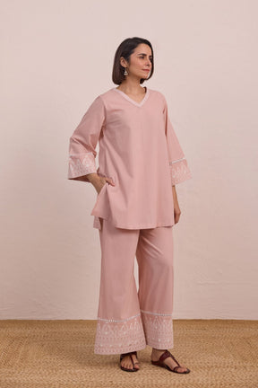Blush Pink Embroidered Co - ord Set - Tara - C - Tara