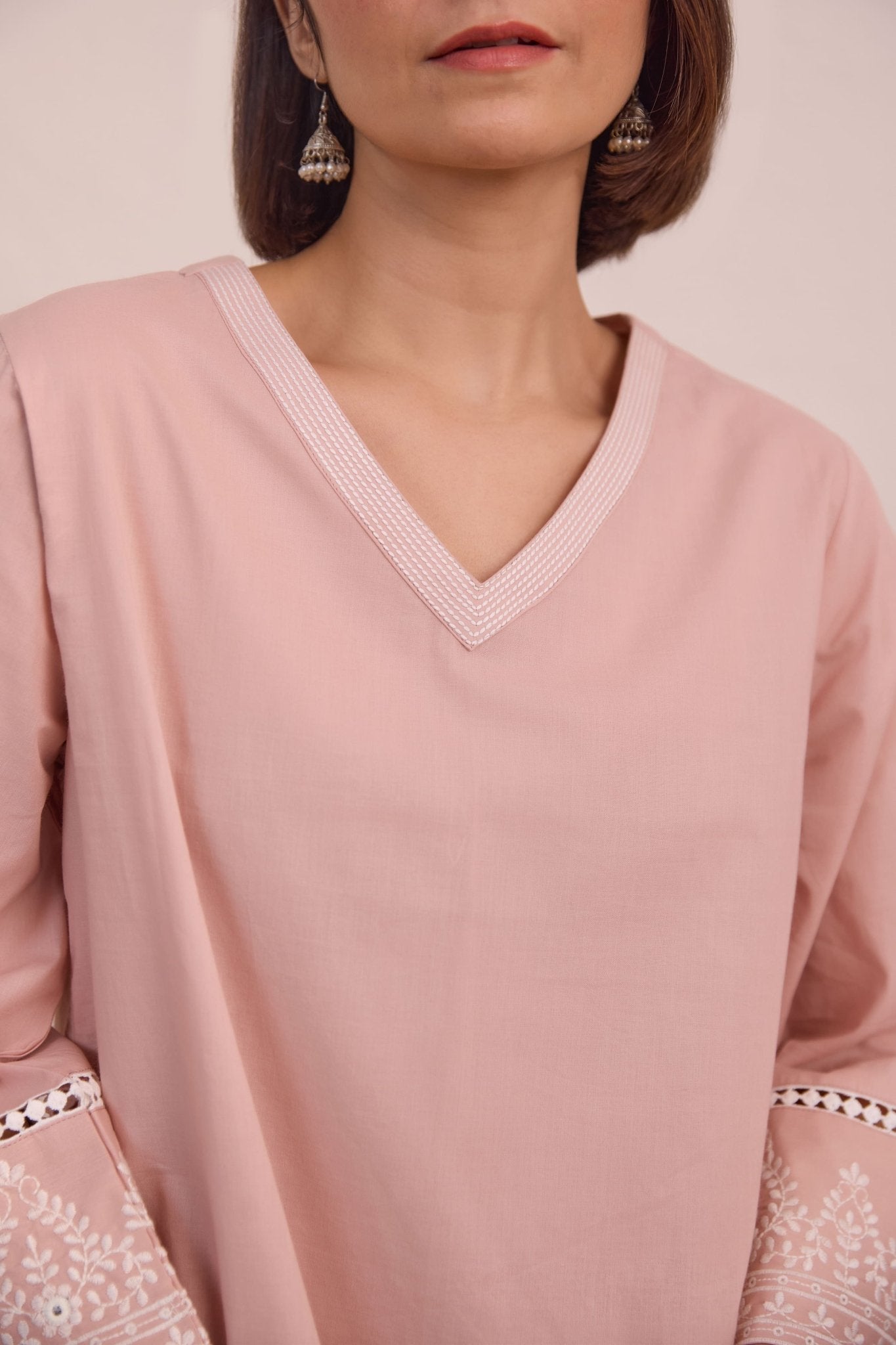 Blush Pink Embroidered Co - ord Set - Tara - C - Tara