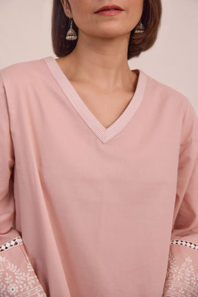 Blush Pink Embroidered Co - ord Set - Tara - C - Tara