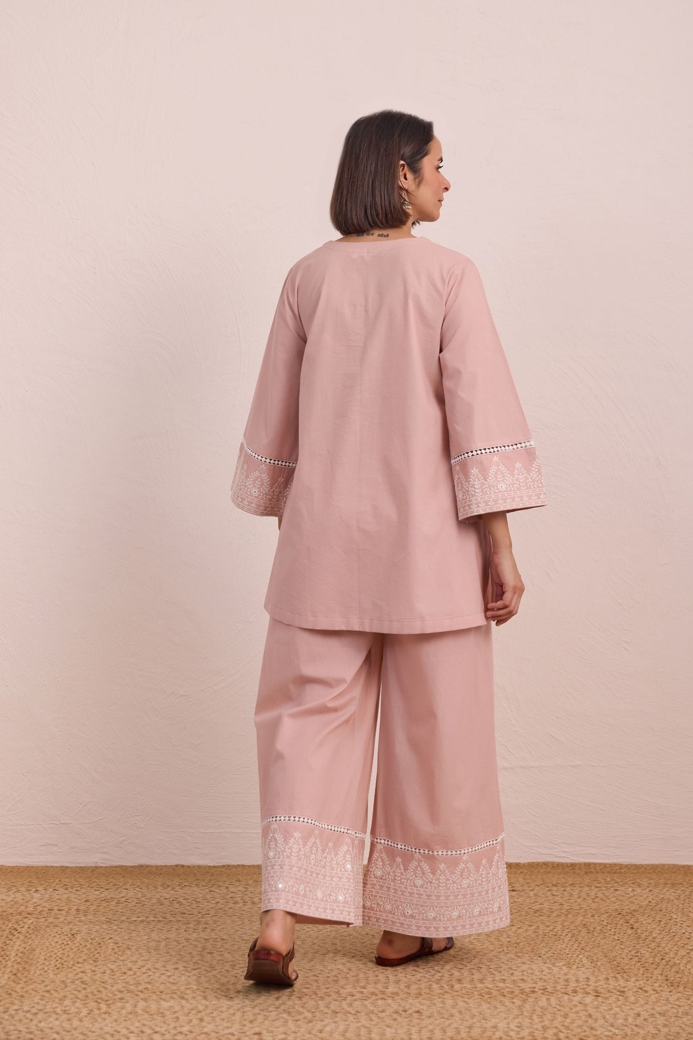 Blush Pink Embroidered Co - ord Set - Tara - C - Tara