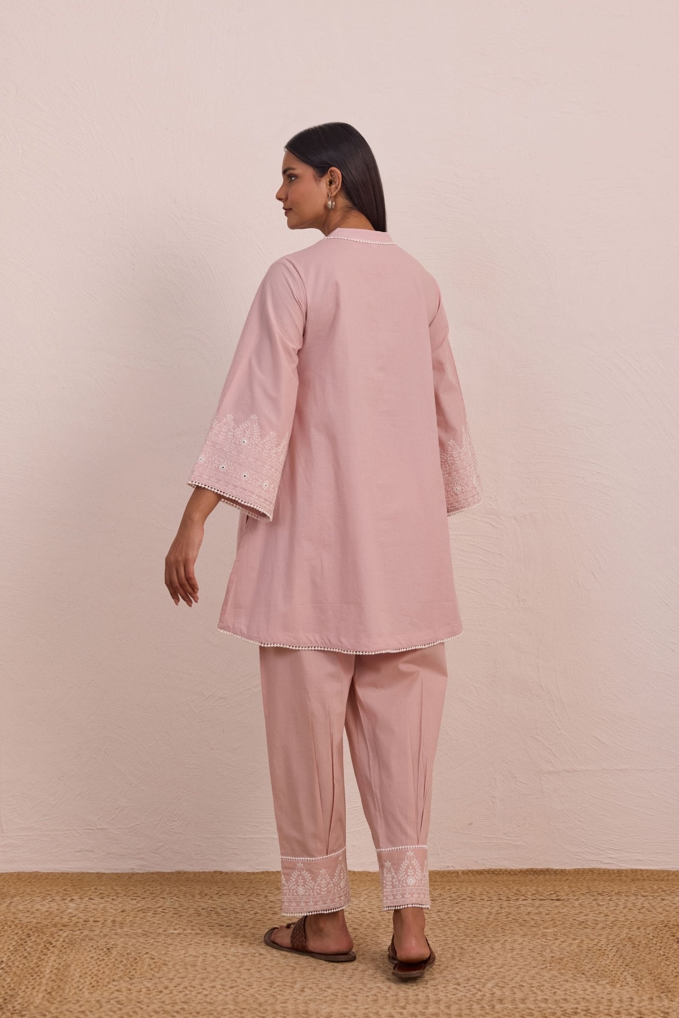 Blush Pink Embroidered Co - ord Set - Tara - C - Tara