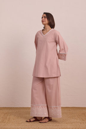 Blush Pink Embroidered Co - ord Set - Tara - C - Tara