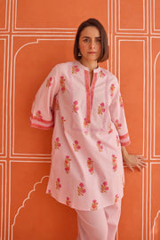 Blush Pink Floral Hand Block Print Co-ord Set