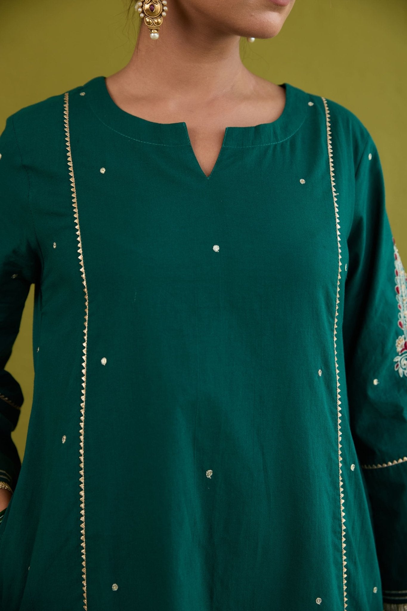 Bottle Green Sequin-Embellished Co-ord Set - Tara-C-Tara