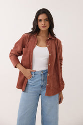 Brown Oversized Corduroy Shirt - Tara - C - Tara