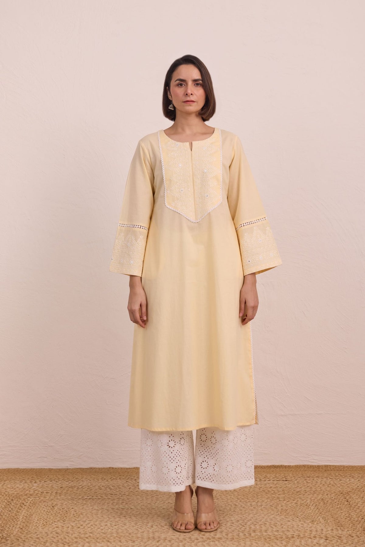 Butter Yellow Embroidered Co - ord Set - Tara - C - Tara