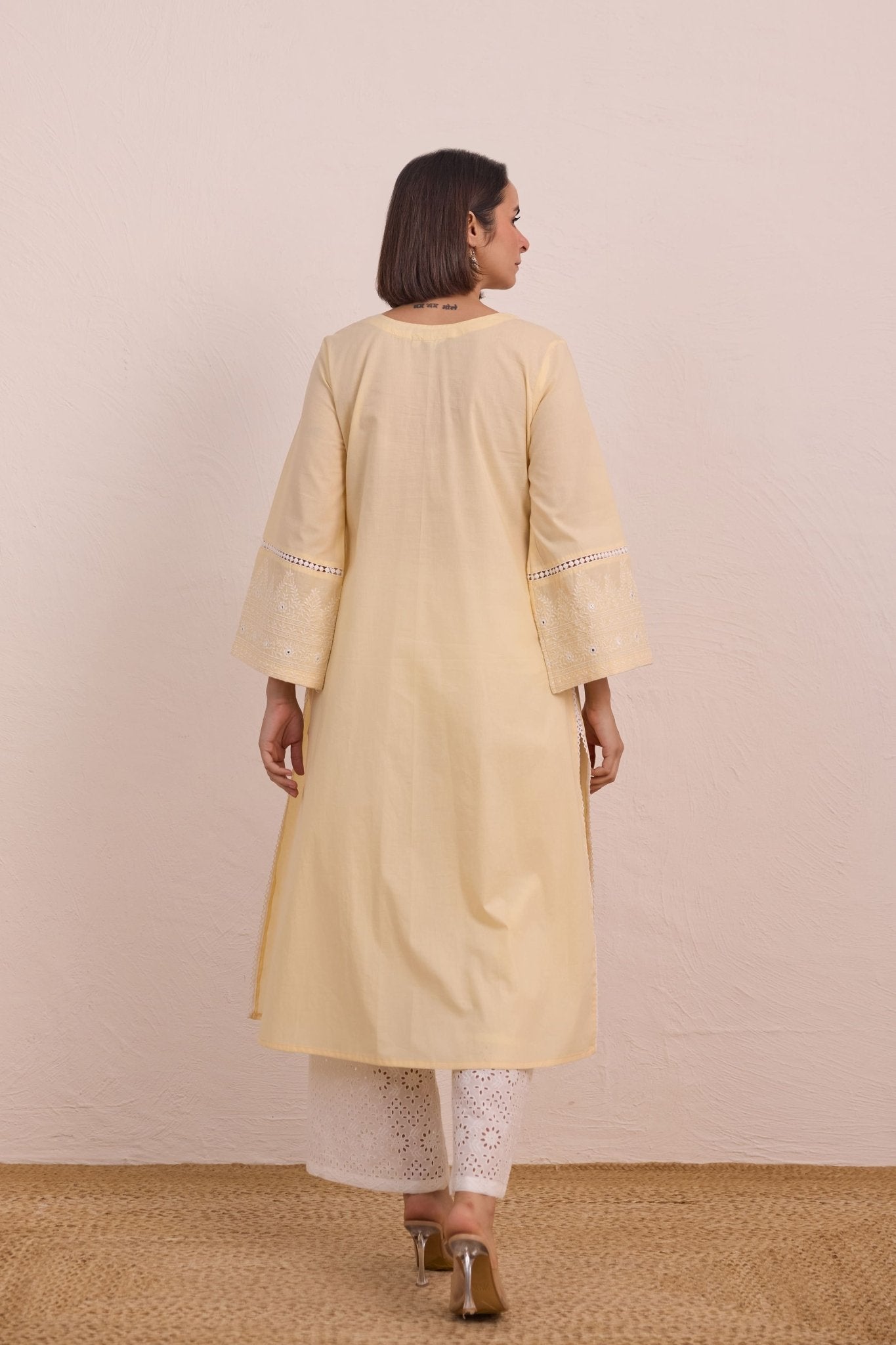 Butter Yellow Embroidered Co - ord Set - Tara - C - Tara