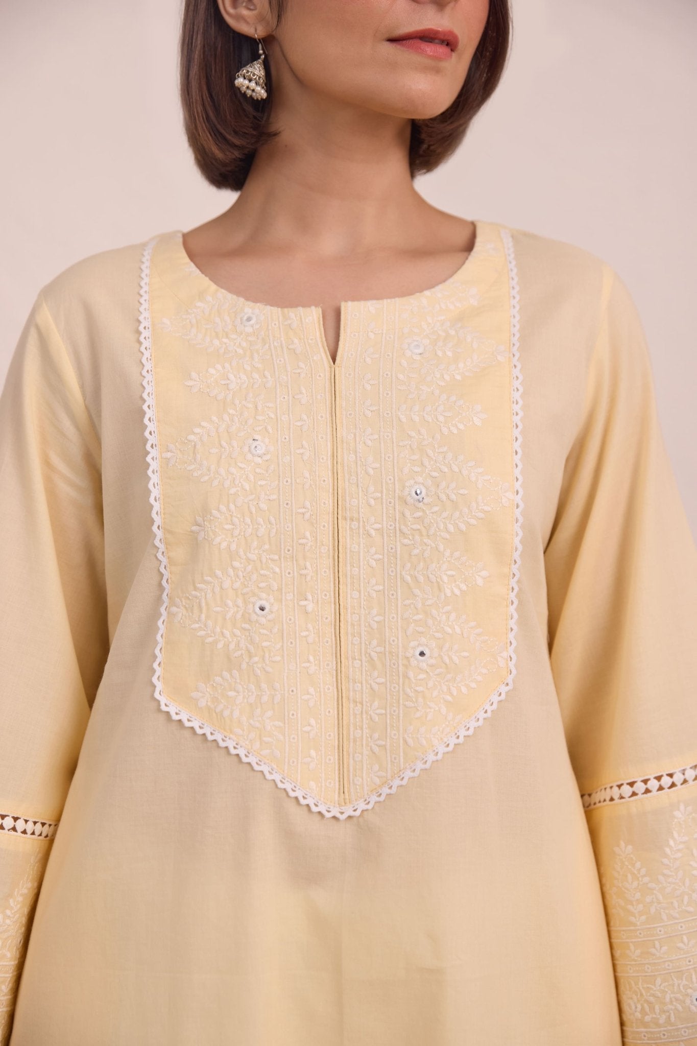 Butter Yellow Embroidered Co - ord Set - Tara - C - Tara