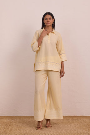 Butter Yellow Embroidered Co - ord Set - Tara - C - Tara