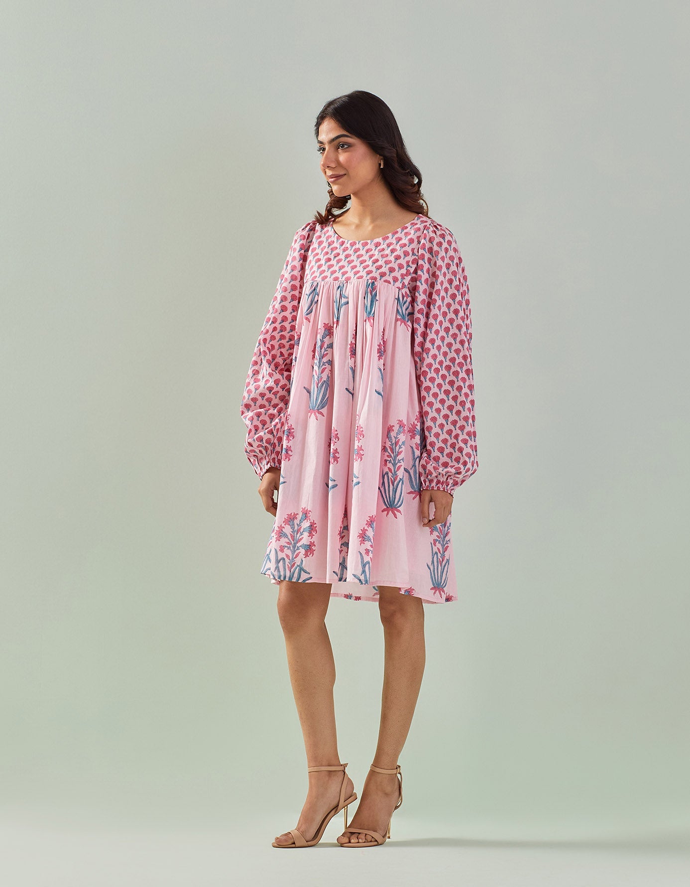 Chic Sophistication: Pink Hand - Block Printed Tunic - Tara - C - Tara