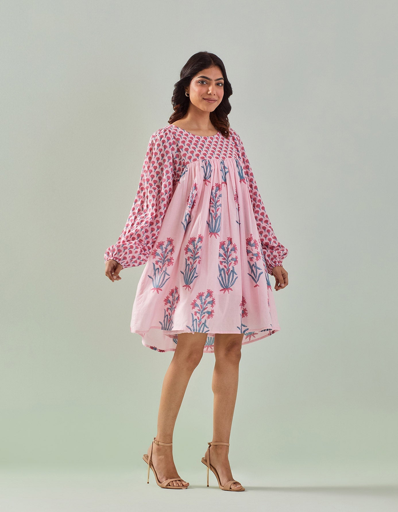 Chic Sophistication: Pink Hand - Block Printed Tunic - Tara - C - Tara