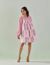 Chic Sophistication: Pink Hand - Block Printed Tunic - Tara - C - Tara