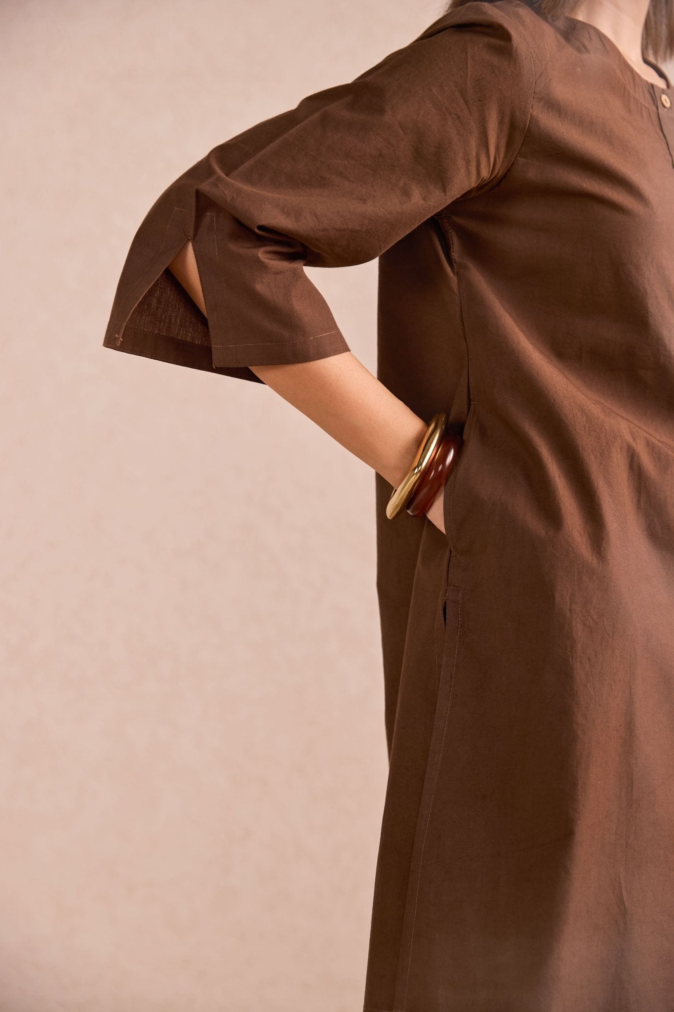 Chocolate Brown Cotton Co-ord Set - Tara-C-Tara