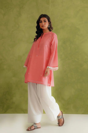 Coral Doriya Sweet Heart Kurta With Farshi Salwar - Tara - C - Tara