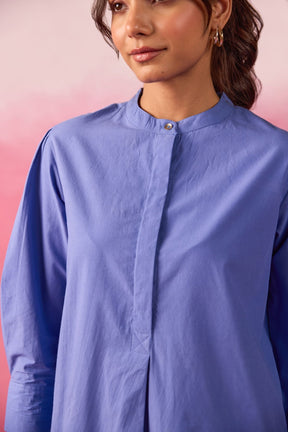 Cornflower Blue Premium Cotton Co-ord Set - Tara-C-Tara