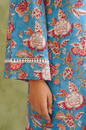 Cotton hand block Printed Kurta with farshi Salwar Coord Set - Tara - C - Tara