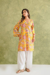 Cotton hand block Printed Kurta with farshi Salwar Coord Set - Tara - C - Tara