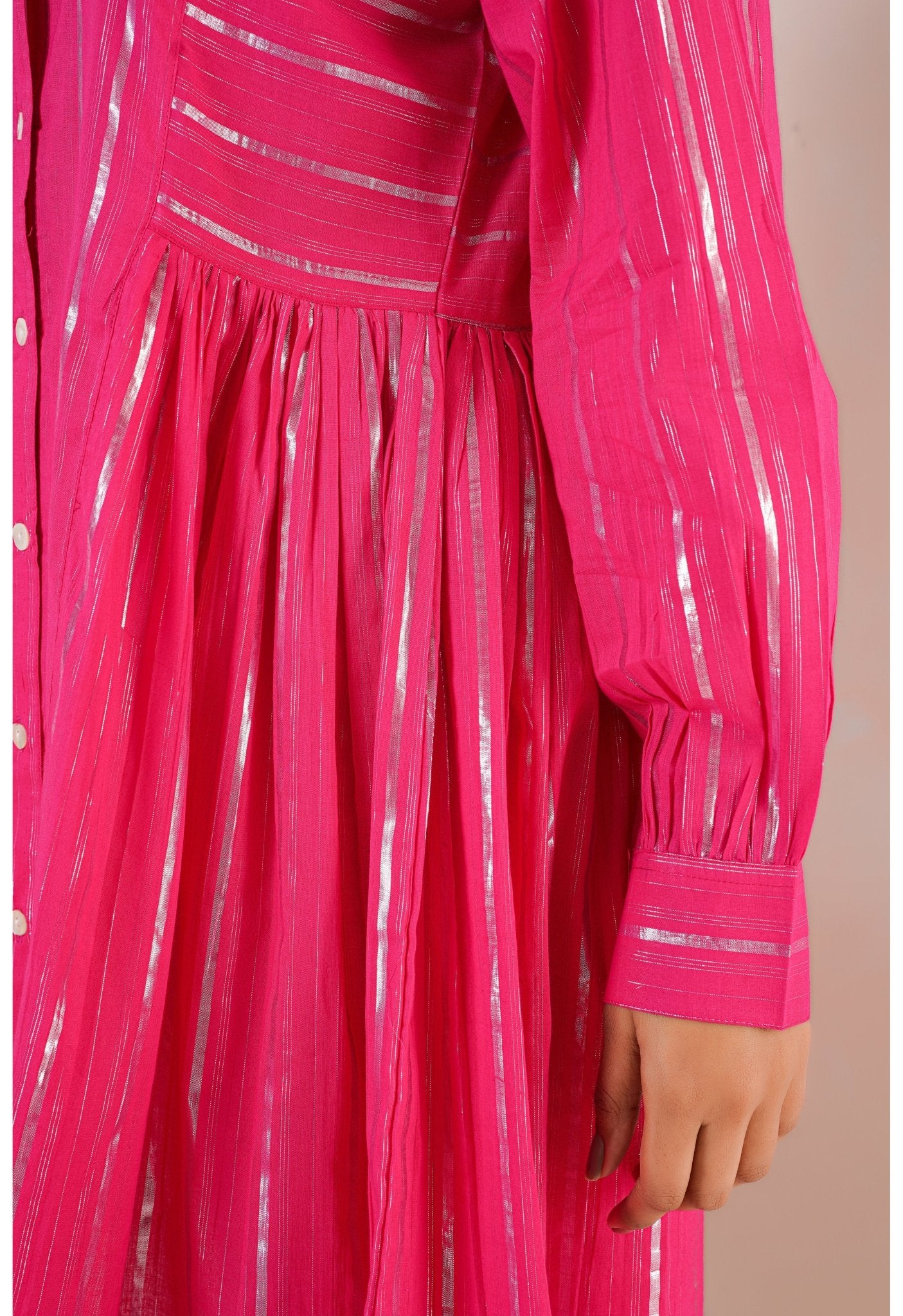 Cotton lurex Magenta Asymmetric Kurta - Tara - C - Tara