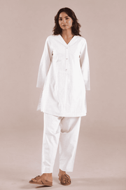 Crisp White Solid Checks Co-ord Set