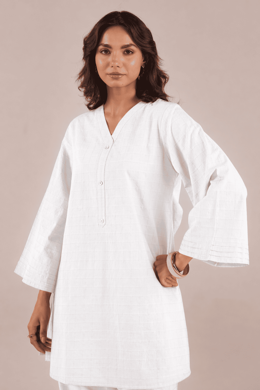 Crisp White Solid Checks Co - ord Set - Tara - C - Tara