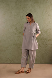 Dove Grey Linen Blend Co-ord Set