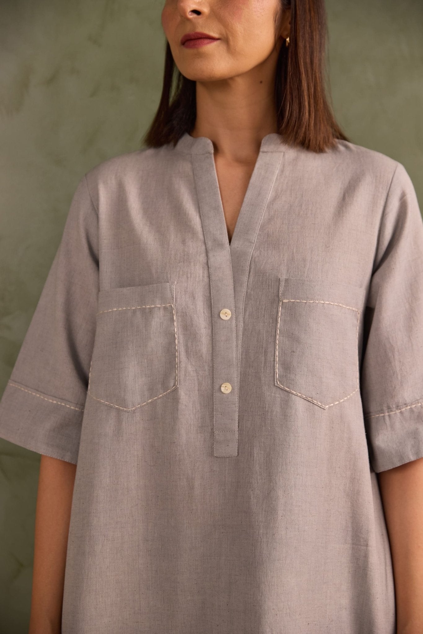Dove Grey Linen Blend Co-ord Set - Tara-C-Tara