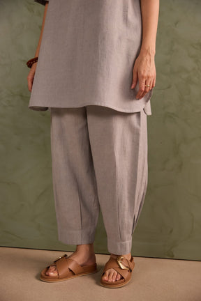 Dove Grey Linen Blend Co-ord Set - Tara-C-Tara