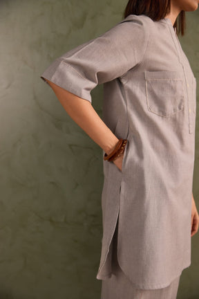 Dove Grey Linen Blend Co-ord Set - Tara-C-Tara