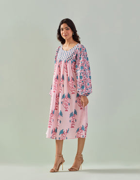 Effortless Elegance: Charming Pink Hand - Block Tunic - Tara - C - Tara