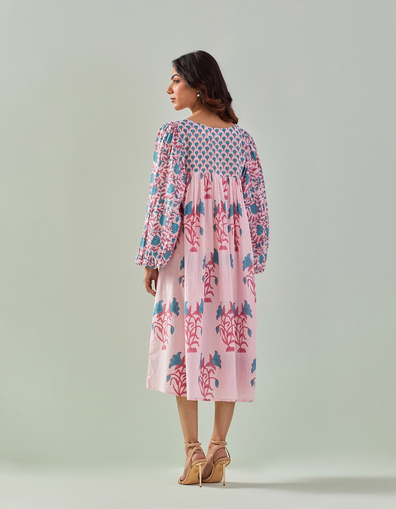 Effortless Elegance: Charming Pink Hand - Block Tunic - Tara - C - Tara