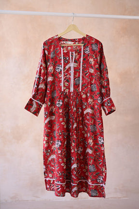Enchanted Garden Floral Red Kurta - Tara - C - Tara