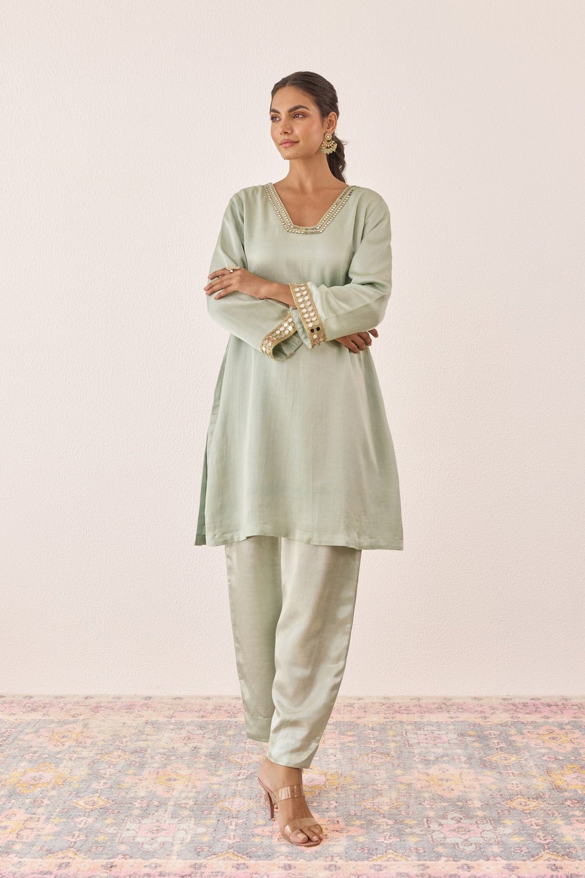 Ethereal Mint Embellished Co - ord set - Tara - C - Tara