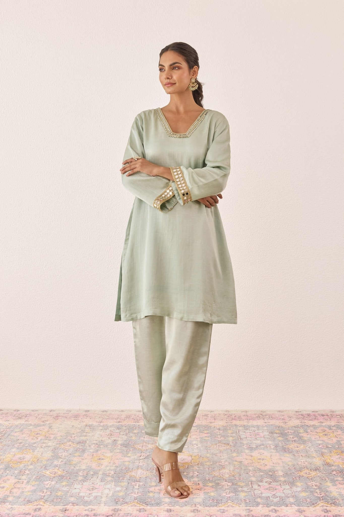 Ethereal Mint Embellished Co - ord set - Tara - C - Tara