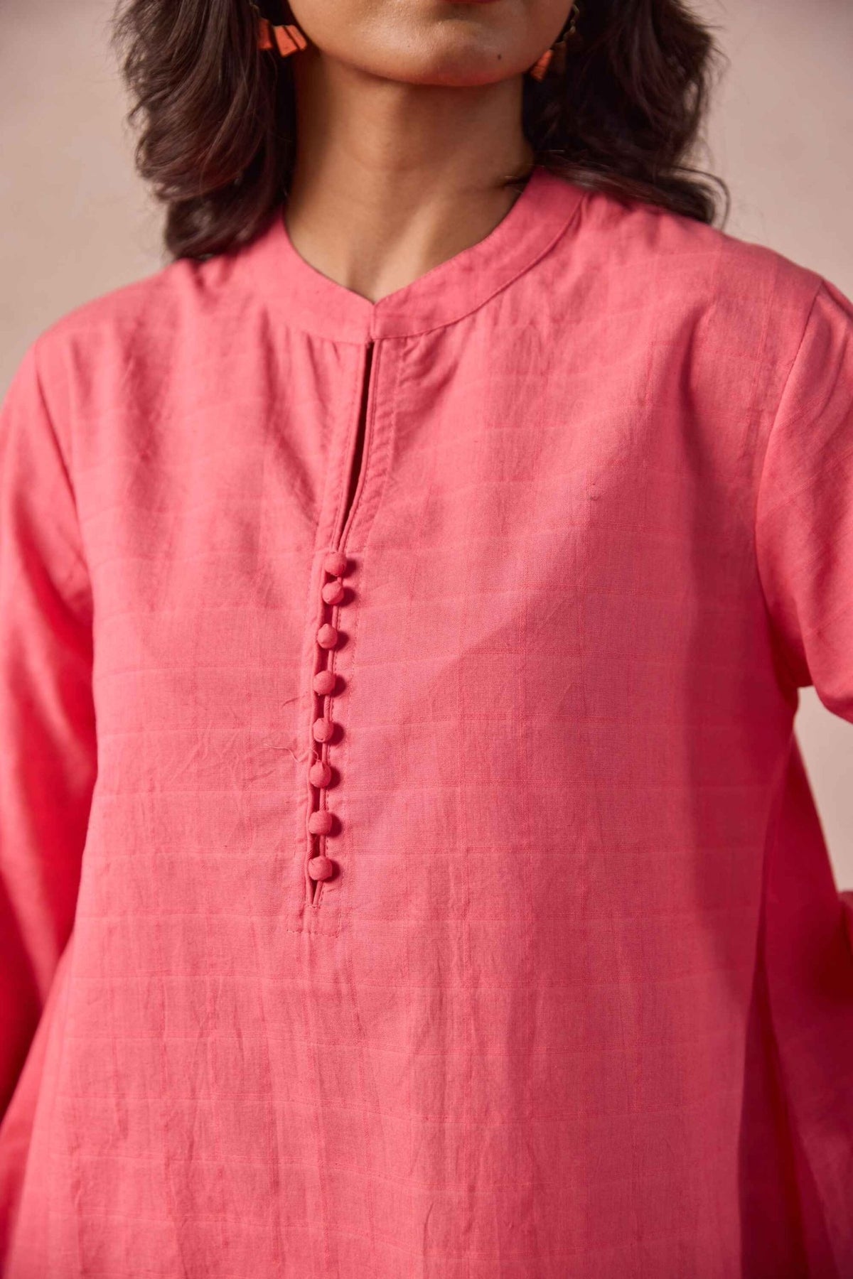 Flamingo Solid Check Cotton Coord Set - Tara - C - Tara