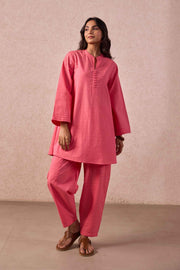 Flamingo Solid Check Cotton Coord Set