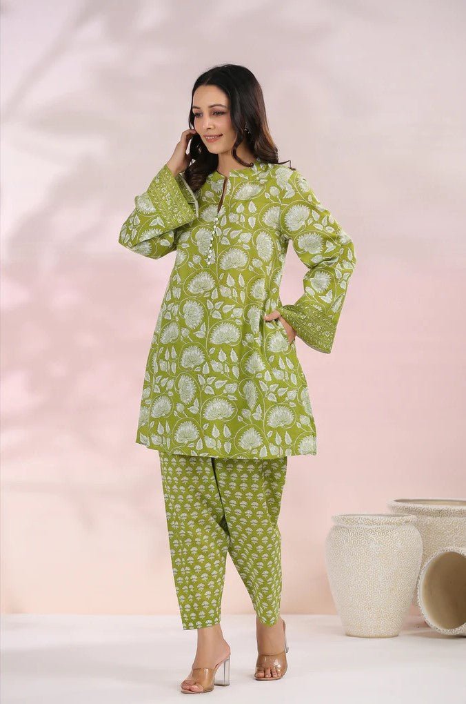 Green Floral Printed Co - Ord Set - Tara - C - Tara